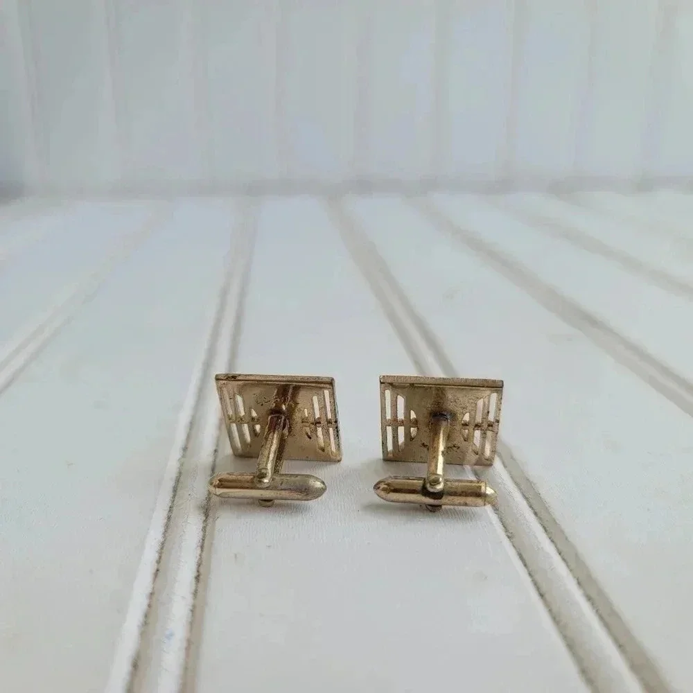 Vintage Swank Gold Tone Cuff Links Modernist Design